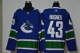 Canucks 43 Quinn Hughes Blue Adidas Jersey,baseball caps,new era cap wholesale,wholesale hats